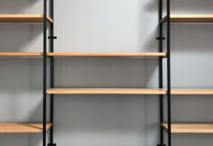 Custom built office shelving system closeup