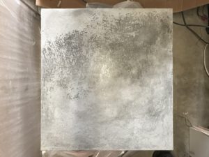 Concrete desk leg outside