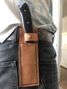 Knife sheath worn on belt