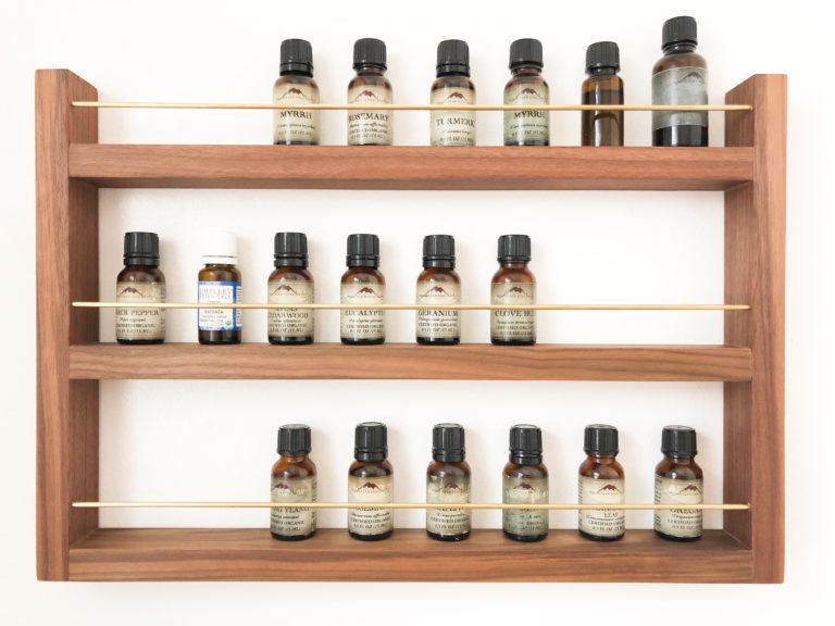 Custom essential oils wall display