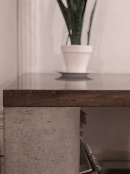 Concrete desk leg and top detail